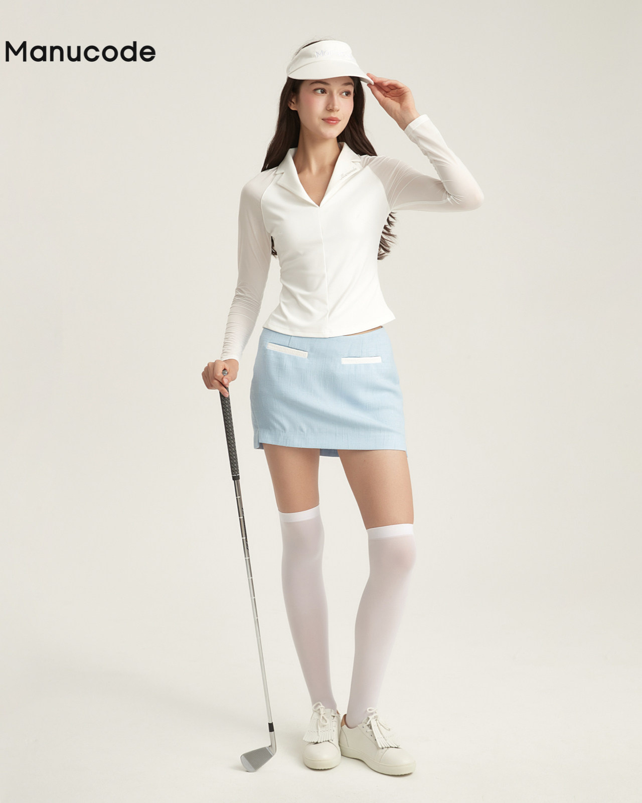 Sheer Sleeve Smooth Tops & Skirt Setup【M0007】