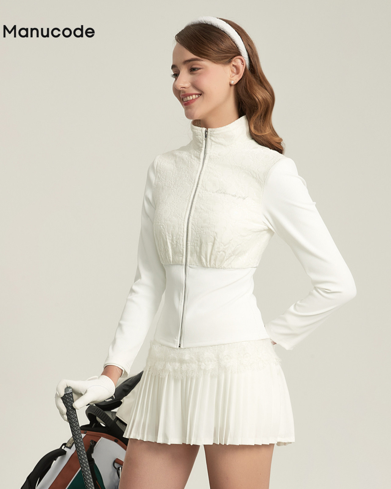Stand Collar Zip Outer Tops & Skirt Setup【M0017】