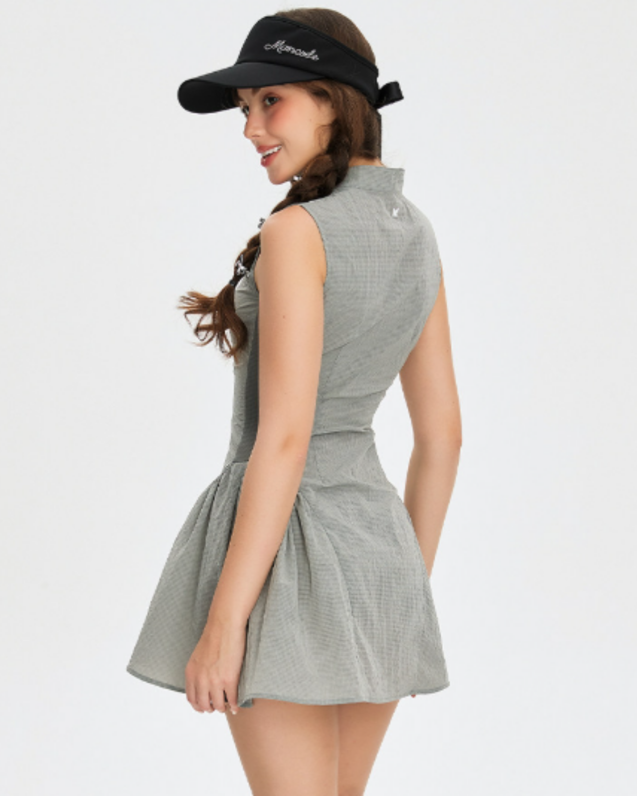 Sleeveless Zip Up Mini Dress【M0021】