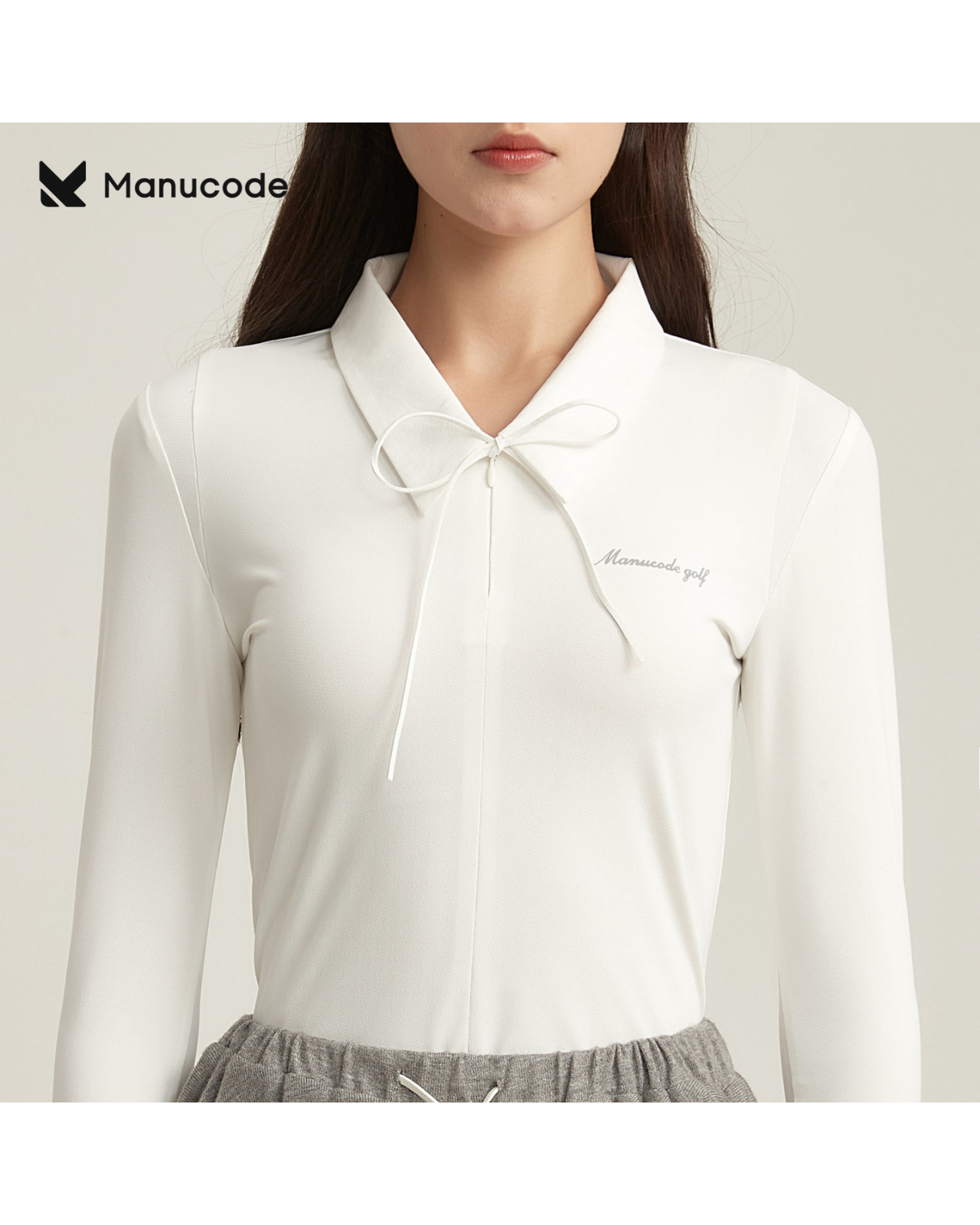 Ribbon Collar Long Sleeve Tops & Skirt Setup【M0004】