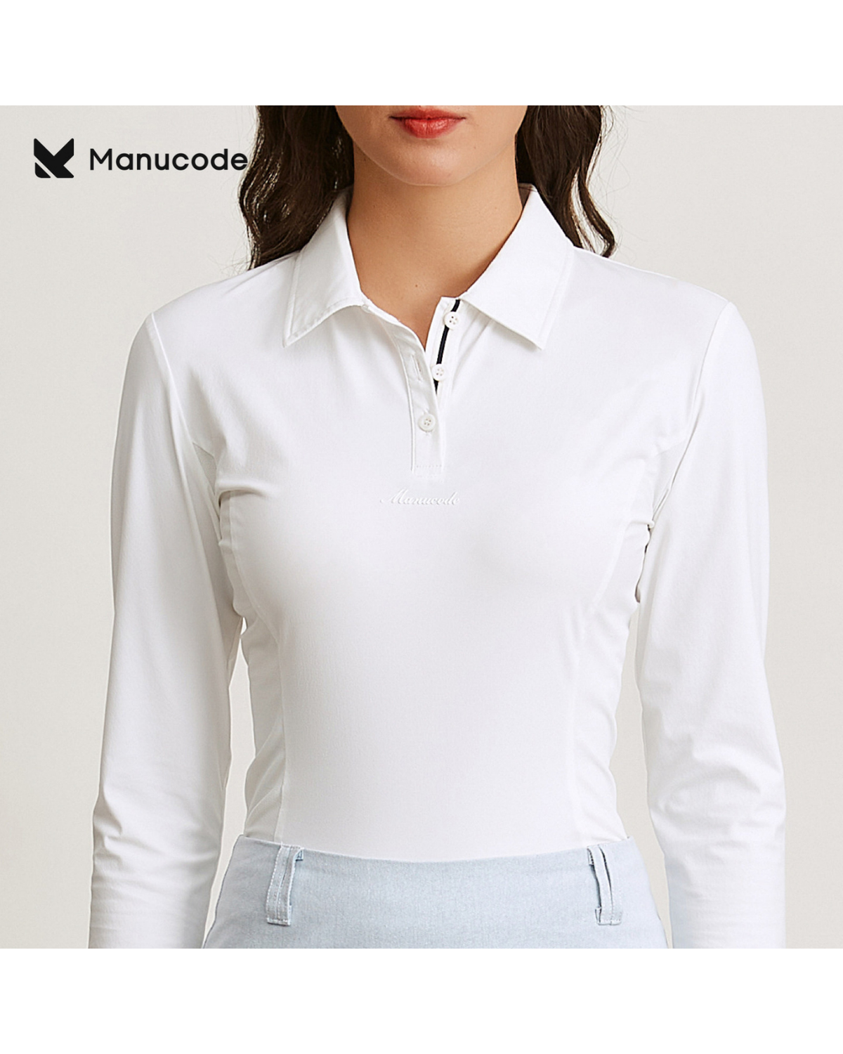 Long Sleeve Polo Shirt Tops & Skirt Setup【M0032】