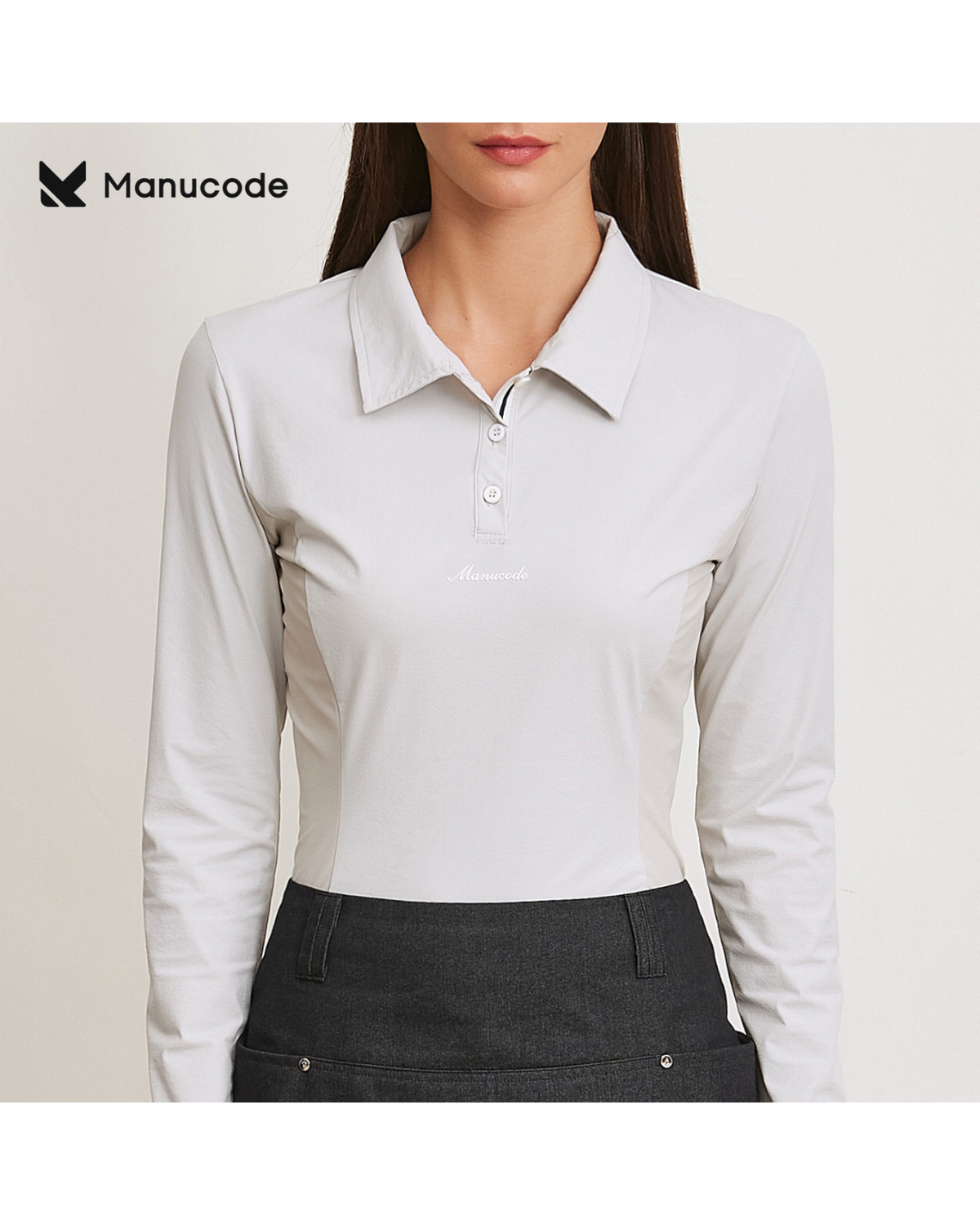 Long Sleeve Polo Shirt Tops & Skirt Setup【M0032】