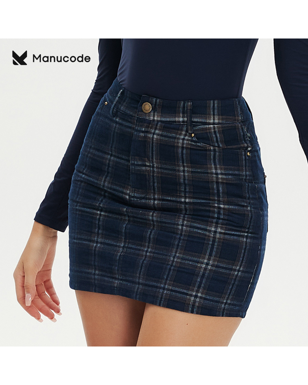 Plaid Long Sleeve Tops & Vest & Skirt Setup【M0018】
