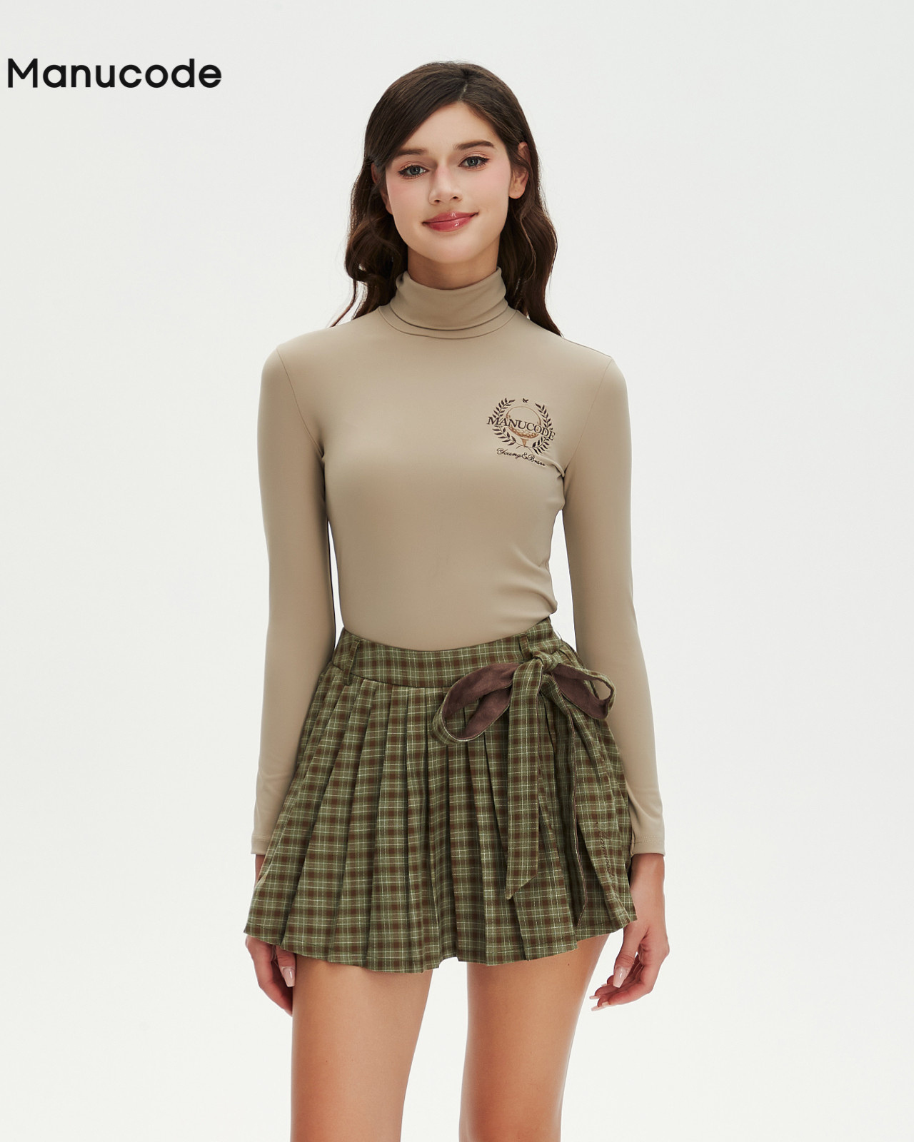 High Neck Pleats Tops & Skirt Setup【M0015】