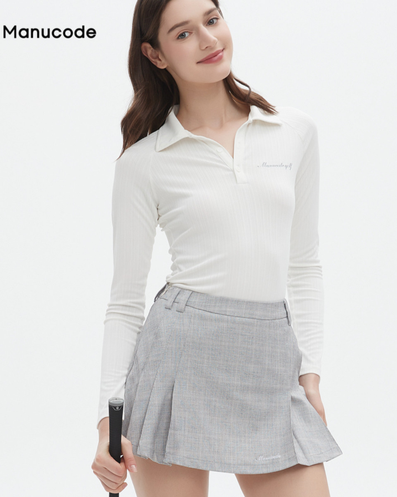 Raglan Polo Plaid Tops & Skirt Setup【M0005】