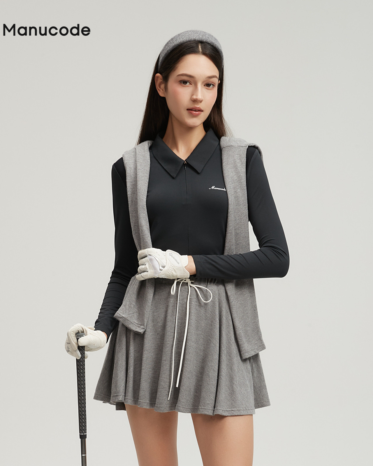Ribbon Collar Long Sleeve Tops & Skirt Setup【M0004】