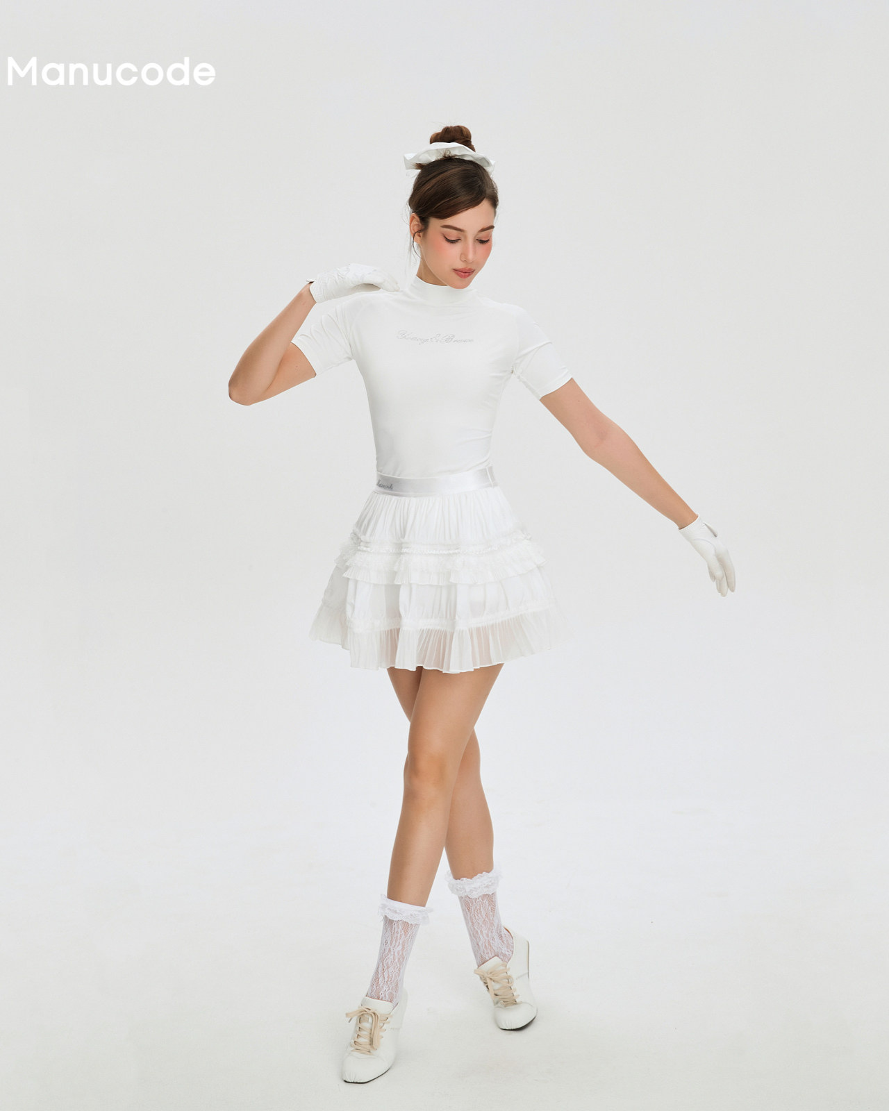 Rhinestone Tiered Short Sleeve Tops & Skirt Setup【M0027】