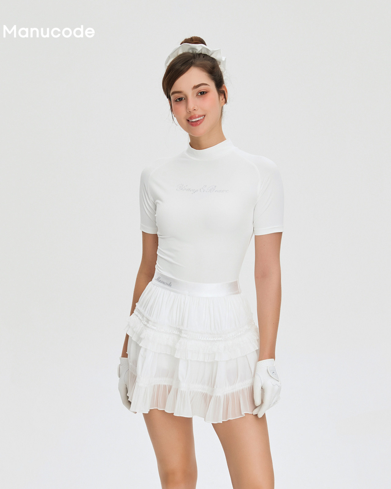 Rhinestone Tiered Short Sleeve Tops & Skirt Setup【M0027】