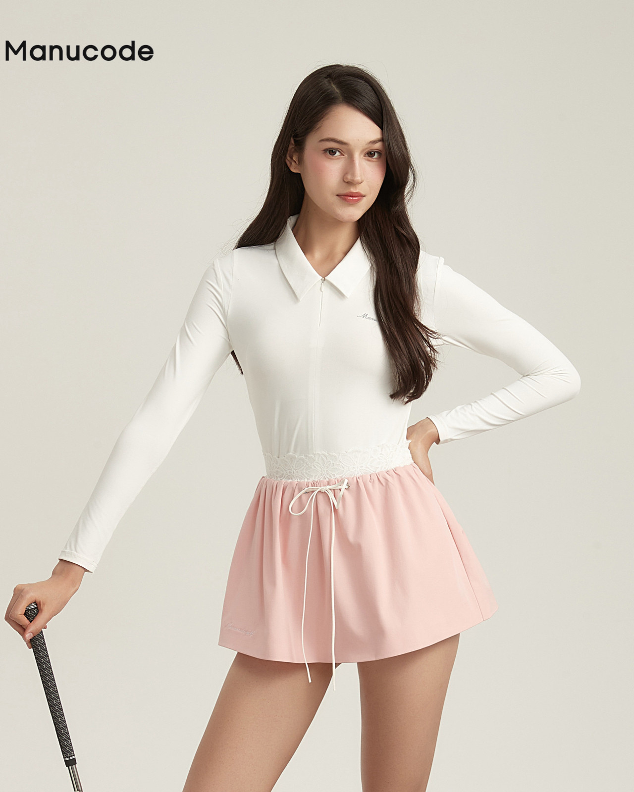 Ribbon Collar Long Sleeve Tops & Skirt Setup【M0004】