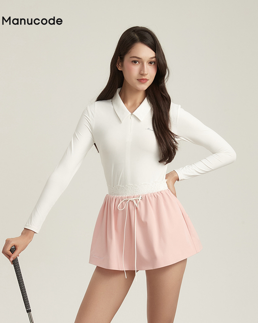 Ribbon Collar Long Sleeve Tops & Skirt Setup【M0004】