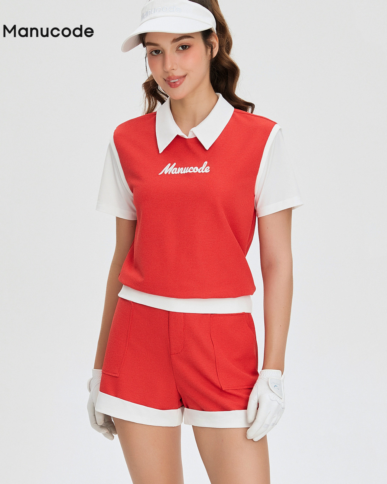 Collar Layered Short Sleeve Tops & Pants Setup【M0026】