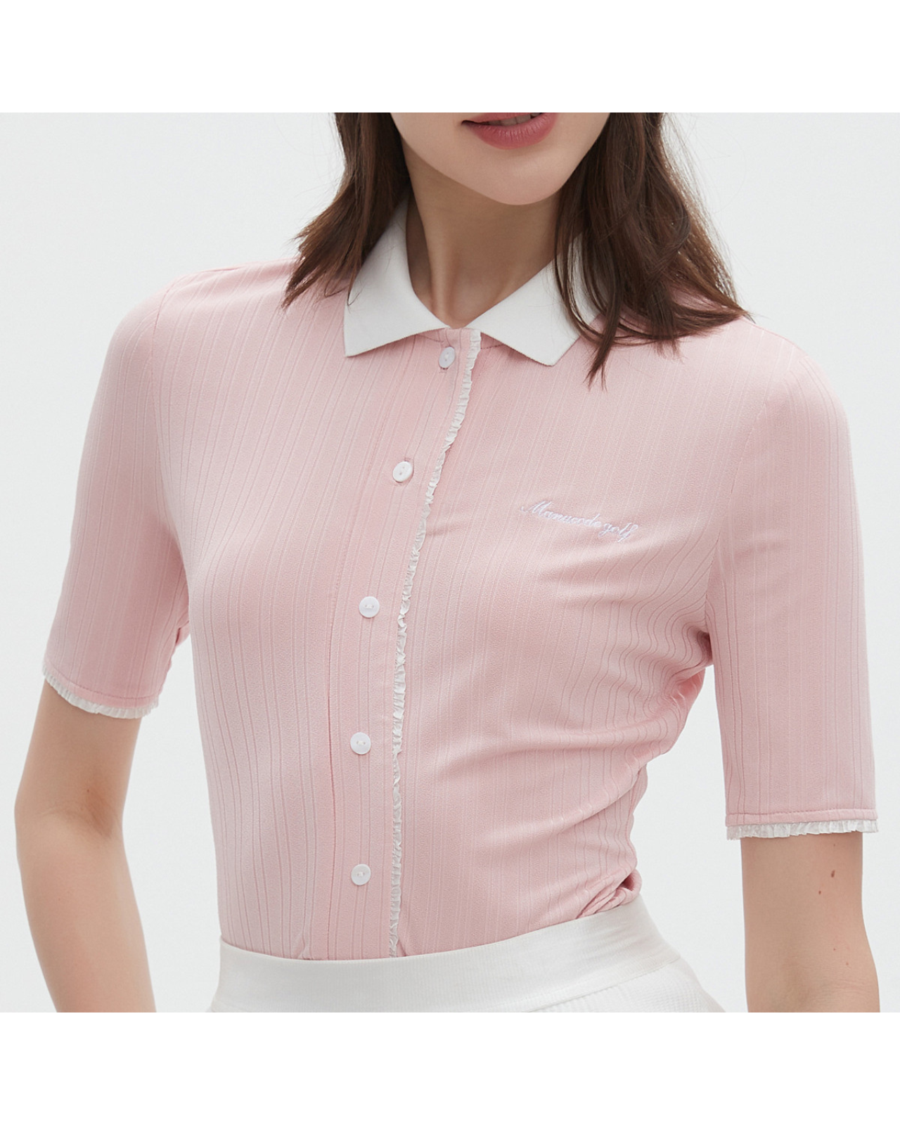 Frill Striped Short Sleeve Tops & Skirt Setup【M0013】