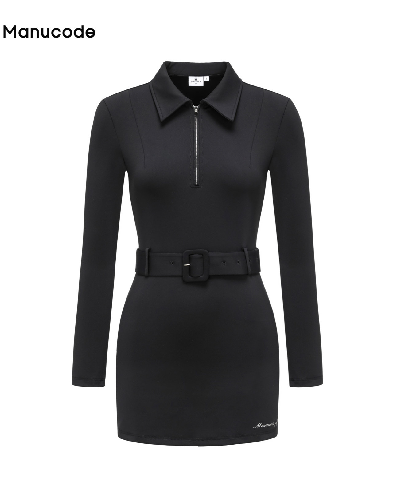 Belted Half Zip Long Sleeve Mini Dress【M0003】