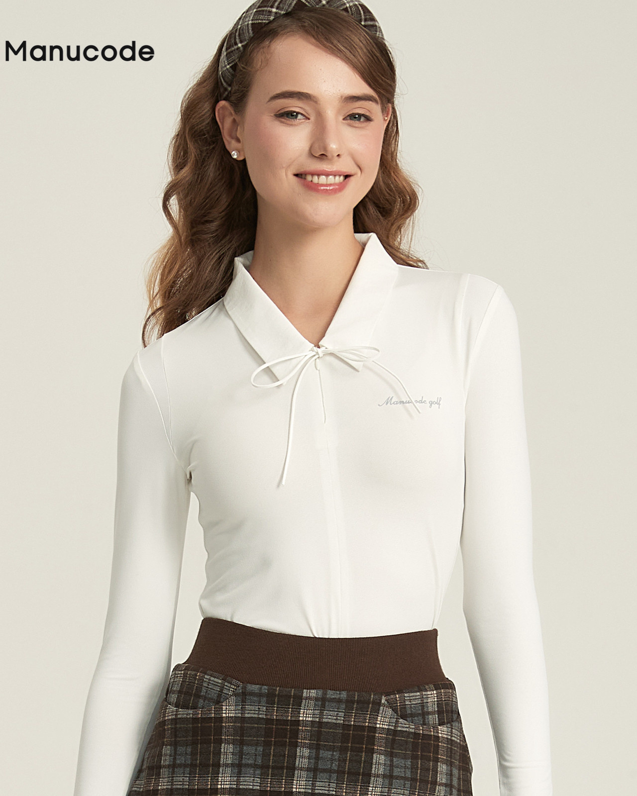 Ribbon Collar Long Sleeve Tops & Skirt Setup【M0004】